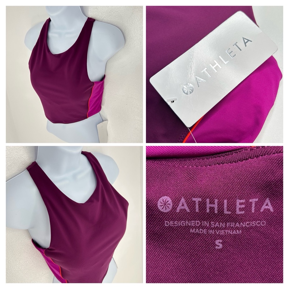 Athleta NWT D-DD Colorblock Crop Bikini Top Size Small Velvet Plum‎ Beach NEW